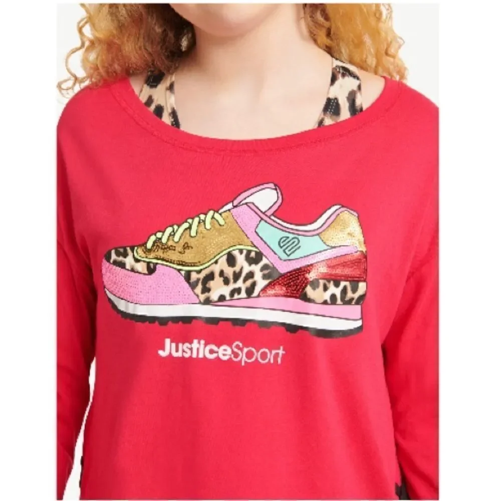 Justice Girls Long Sleeve Graphic Shirt & Joggers 2-Piece Set Size XL Plus 16-18